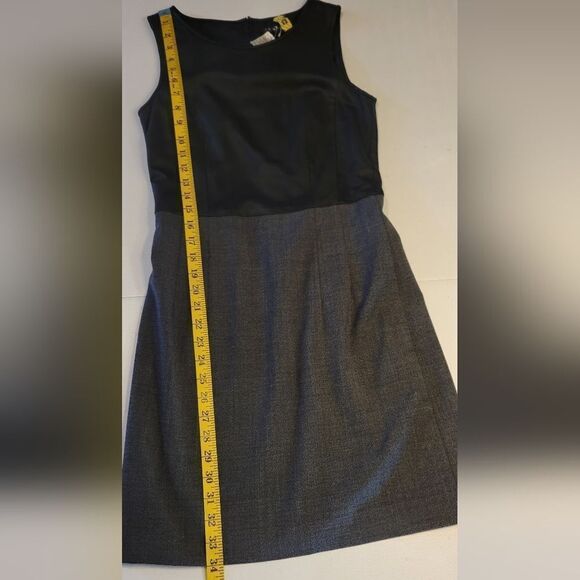 Theory Fitted Sheath Leather Bodice Wool Skirt Tirionne C Magistrate Mini Dress - Picture 14 of 16